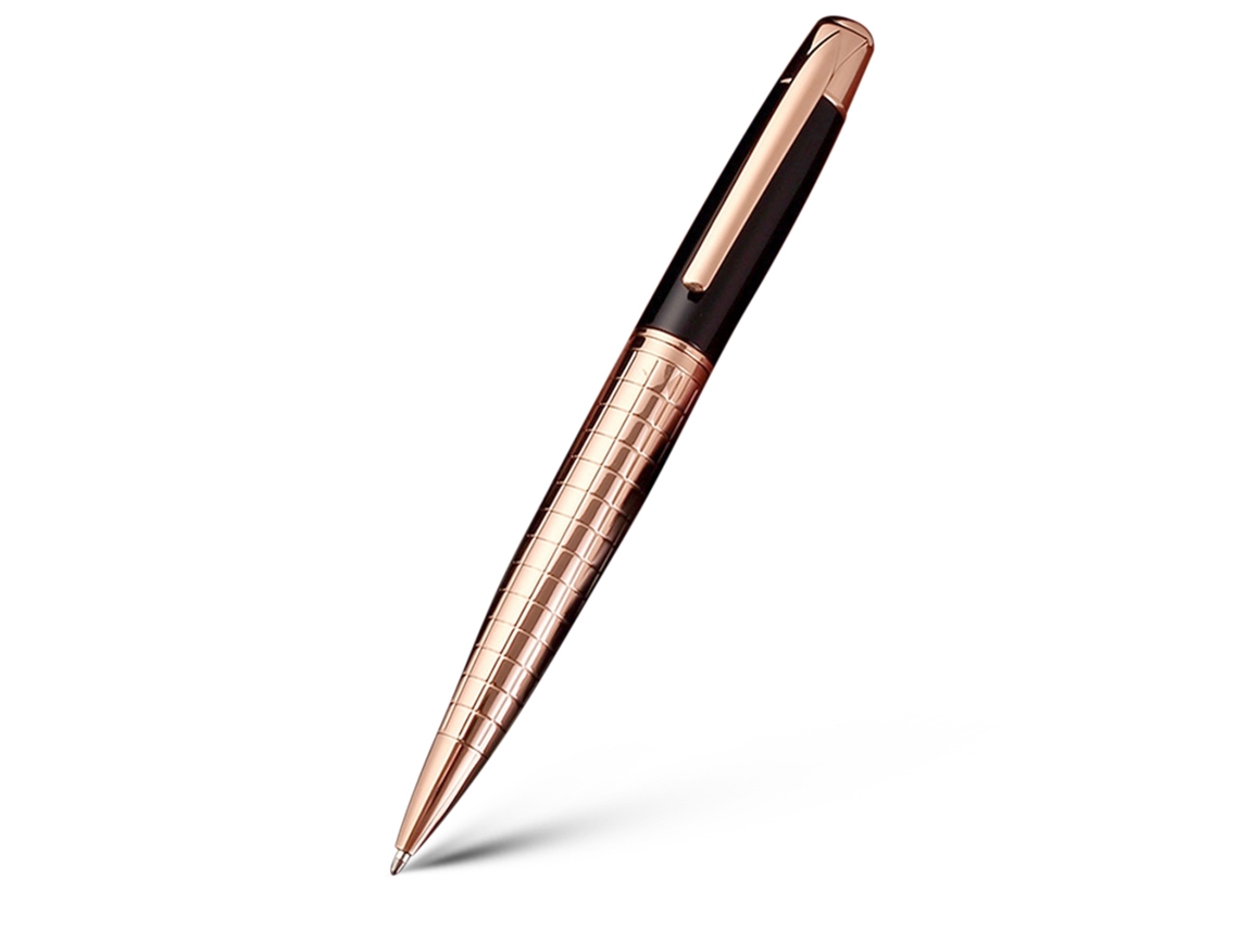 Caneta retrátil de metal com ponta média de 1,0 mm e tinta Preta, ideal para escola e trabalho.