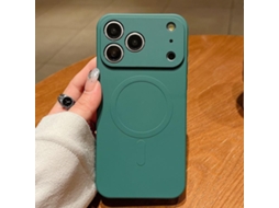 Capa Magsafe Para Iphone 17 Pro Max - Silicone Líquido Com Cor Sólida | Magnética - Verde Escuro