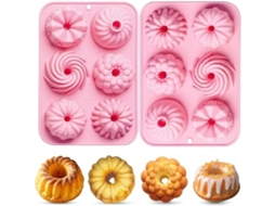 Mini Molde De Silicona Para Hornear Bundt-2 Uds.-rosa