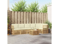 Vidaxl Conjunto De Sofás Para Exterior 7 Unid. Branco E Creme