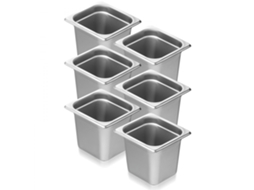 Conjunto De 6 Cubas Gastronorm Inox 1/6 16cm Para Restaurante Tekmaquinas