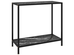 Mesa Consolamesa De Apoiomesa De Café 80x35x75 Cm Vidro Temperado Preto Lovely Home