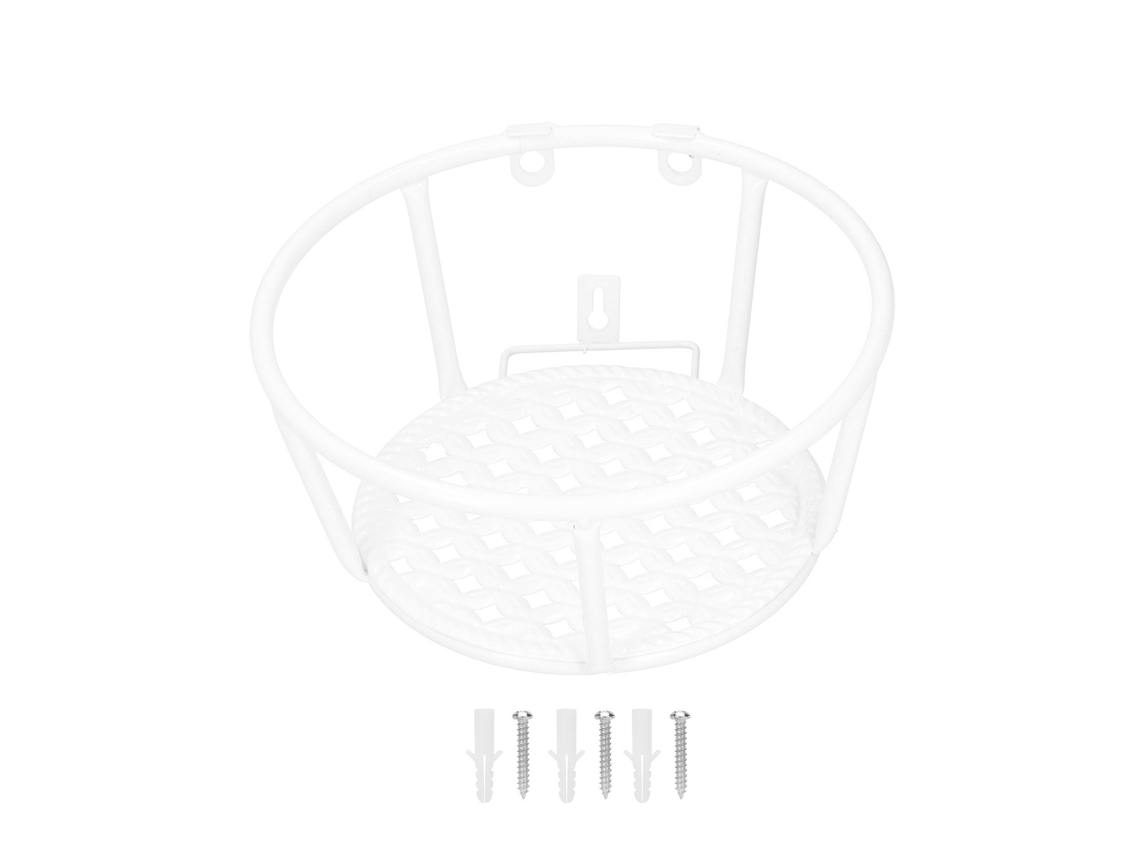 Cesto de Ferro Pendente para Vasos de Flores Apoio para Jardim Varanda Decor Branco | S/MARCA