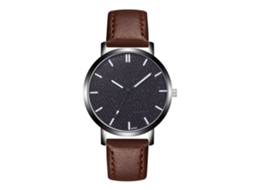 Relógio masculino Zhoulianfa, estilo casual, com mecanismo de quartzo e pulseira de couro marrom escuro.
