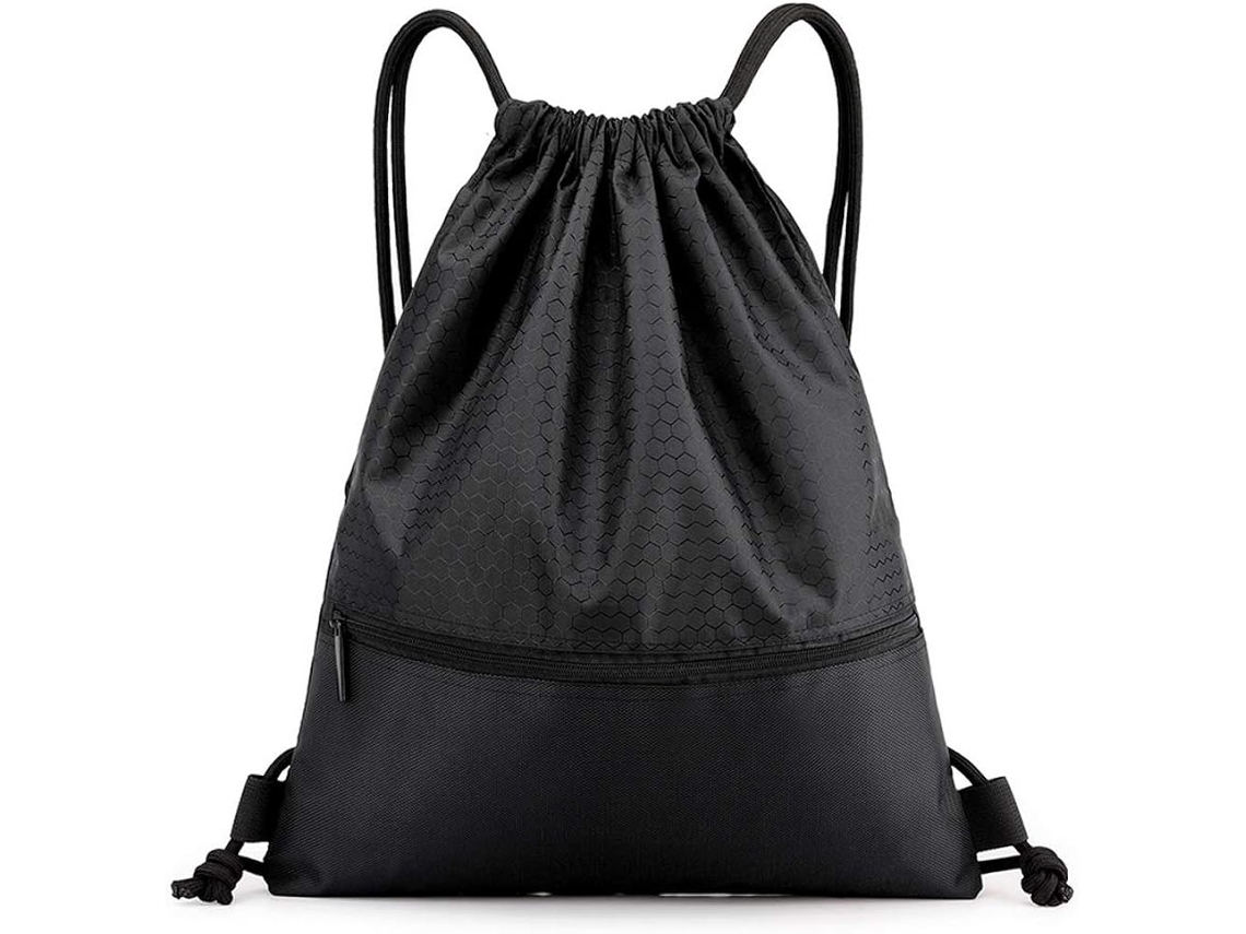 Bolsa de Tecido Oxford AQUAFORGE, Preto, Cordão, Esportiva, 44x32cm