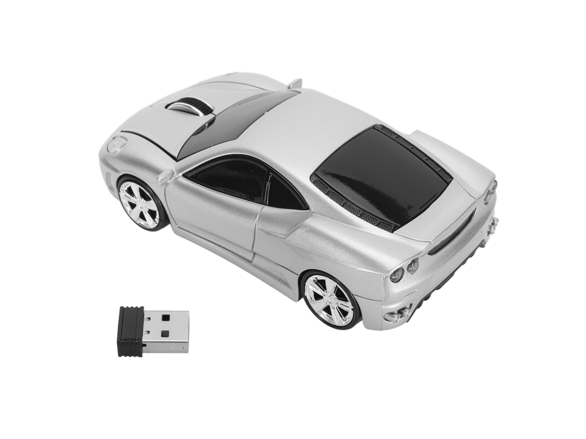 Ratón Inalámbrico Estilo Coche Deportivo Prata 2.4ghz 1600dpi Led Para Notebook Computador