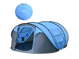 Tenda De Campismo Pop-up Para 2-3 Pessoas Com Janelas Impermeável Anti-uv 263,5x220x123 Cm Azul