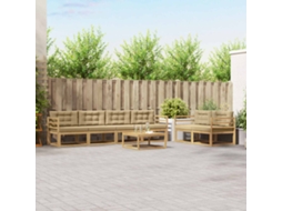 Vidaxl Conjunto De Sofás Para Exterior 6 Pcs Branco E Bege
