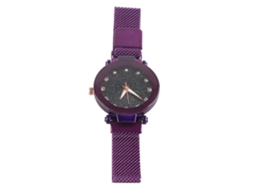Relógio de Pulso Feminino de Quartzo Casual com Pulseira de Silicone e Strass Roxo