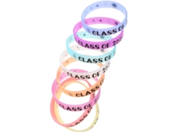 Conjunto Fomiyes com 8 pulseiras de silicone para formatura, acessórios para festa de formatura para estudantes do 1º ano E