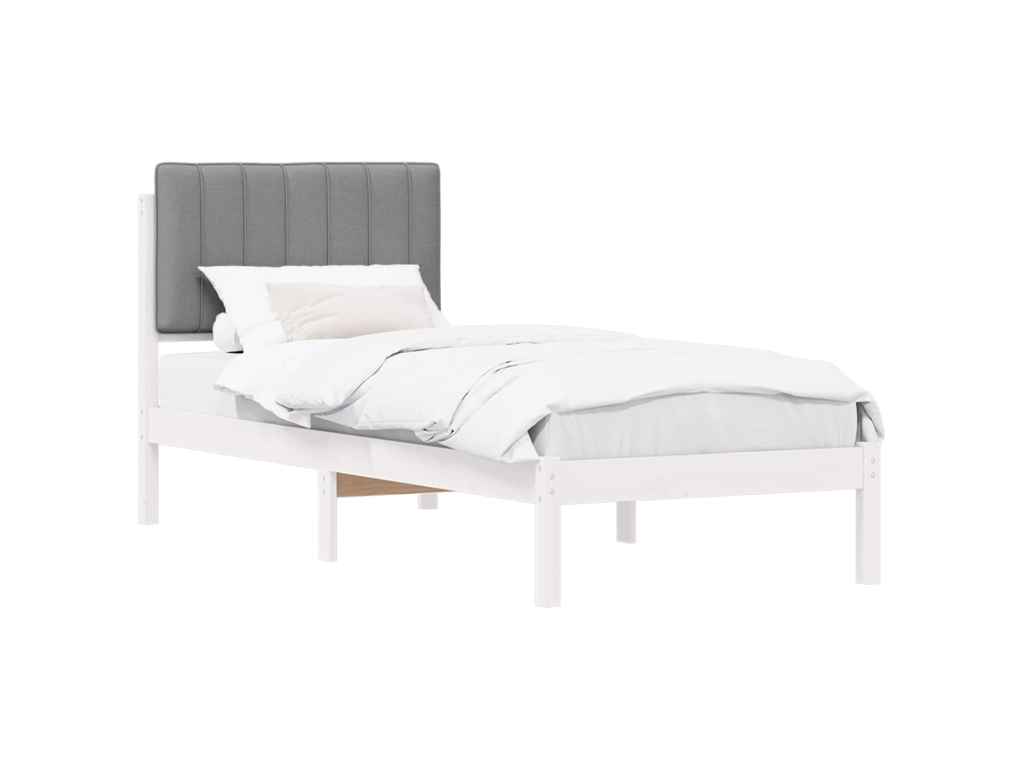 Estrutura de Cama com Cabeceira Estofada em Cinzento Claro MAISON EXCLUSIVE