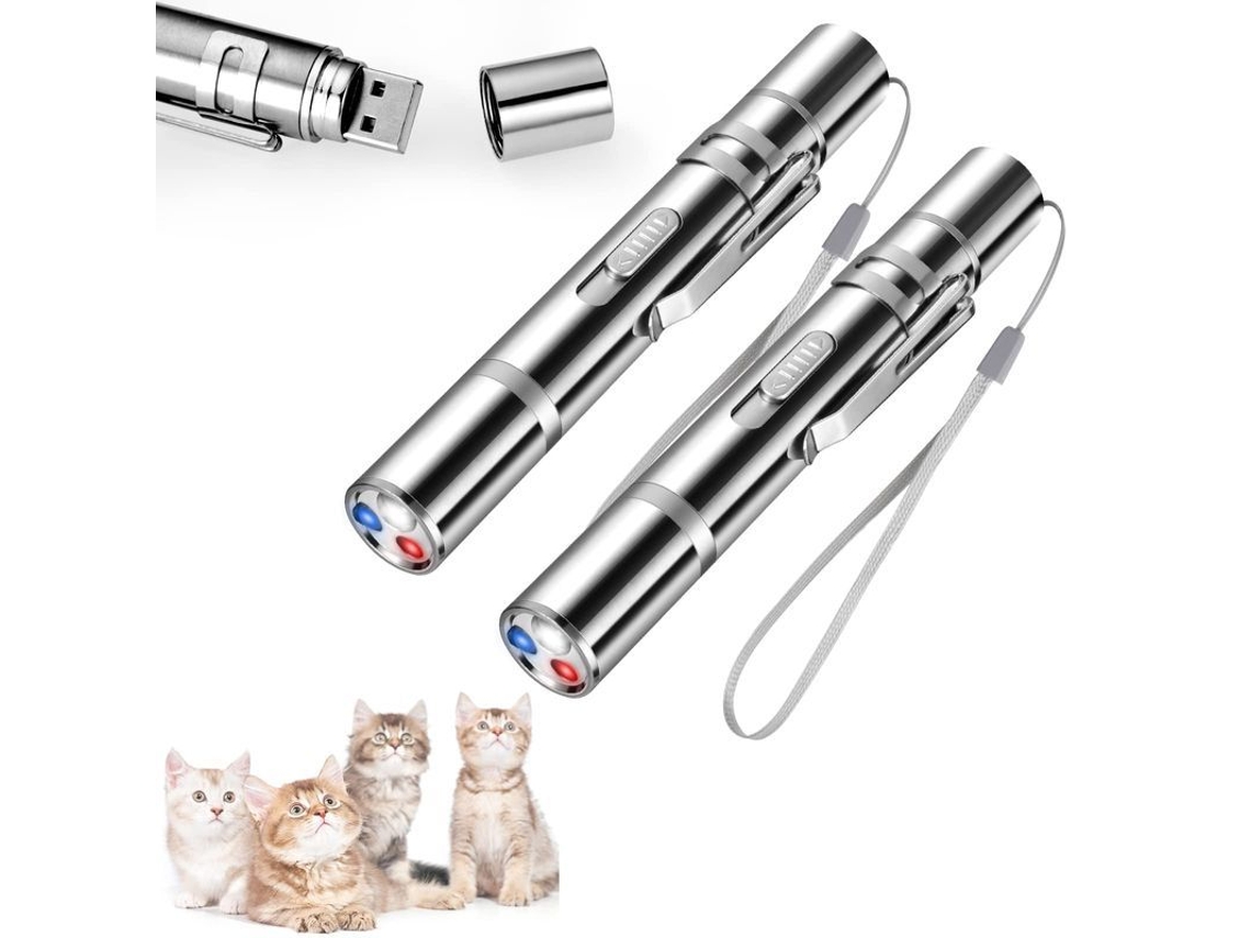 2026 Red Pointer Light Brinquedo para Gatos e Cães, Lápis LED Recarregável via USB, 2 Unidades
