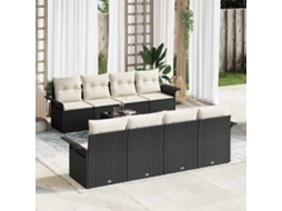 Vidaxl Conjunto De Sofá De Jardim 9 Pcs Preto E Creme Vime Pe