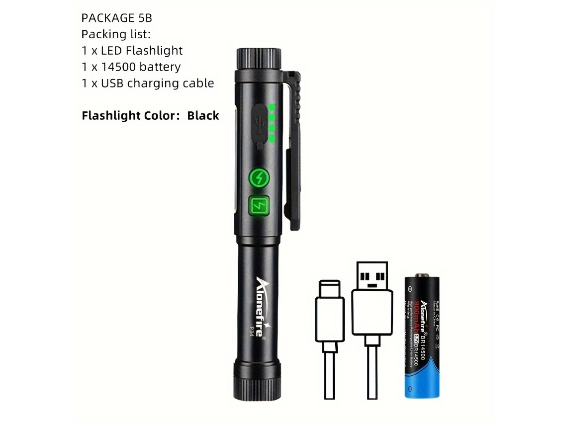 Lanterna Portátil Compacta e Potente com Design Cob, Alto Brilho Adequado para Vários Cenários, Capacidade de Carregamento Usb Recarregável STELASPLEN