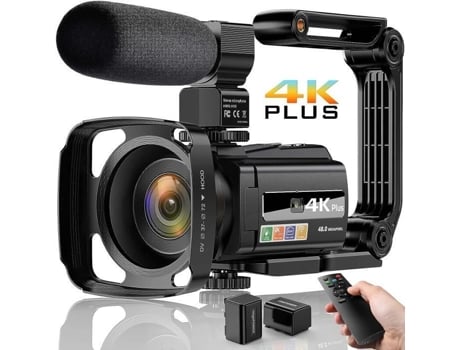 Bazarlândia30. Câmera de vídeo Caméscope 4k UHD 48mp Wifi IR Visão noturna, zoom digital 16x.