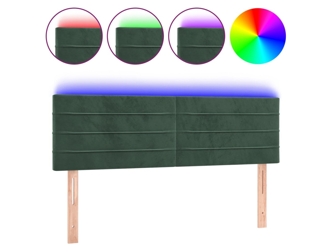 Led Headboard, Led Headboards Vidaxl Verde Veludo (144 X 5 X 78/88 Cm)