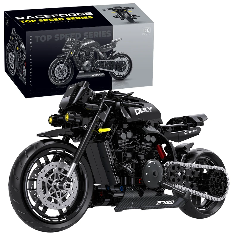 (538 Peças) Blocos De Montar Diy Com Mais De 500 Peças De Tecnologia Super Corrida Para Motocicletas Escuras.