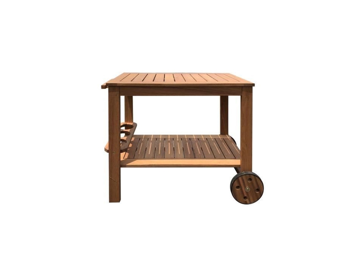 Carrinho de jardim com rodas em madeira de eucalipto - 93 x 49 x 74 cm - Com porta-garrafas AUCUNE