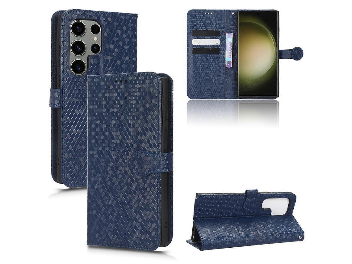 Capa De Couro Com Textura De Favo De Mel Para Samsung Galaxy S23 Ultra 5g