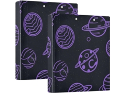 Space Planet Round Pasta 1 2 Polegada Com Prancheta Cadernos, Roxa E Preta, Capa Dura