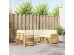 Vidaxl Conjunto De Sofás Para Exterior 6 Pcs Branco E Creme
