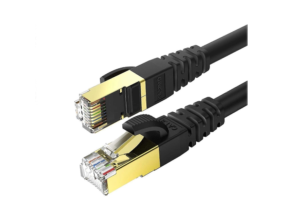 Lurelia Cabo Ethernet Cat8 Rj45 40 Gbps 2000 Mhz 2 M Banhado A Ouro Preto Para Gaming