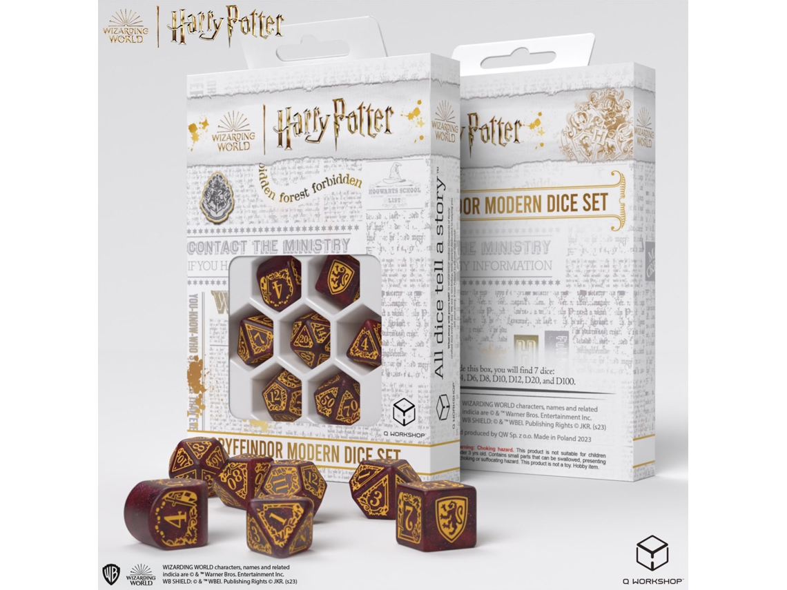 Conjunto De Dados Modernos Da Grifinória De Harry Potter Da Q Workshop, Vermelho, 7 Peças