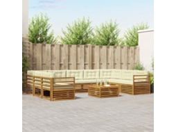 Vidaxl Conjunto De Sofás Para Exterior 10 Unid. Natural E Creme