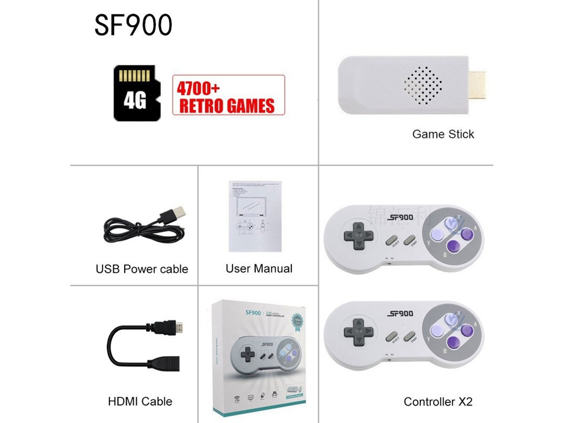 Console De Jogos Hd Sf900 Console De Jogos Retrô 4700 Jogos Controle Sem Fio Para Snes Brilvibera