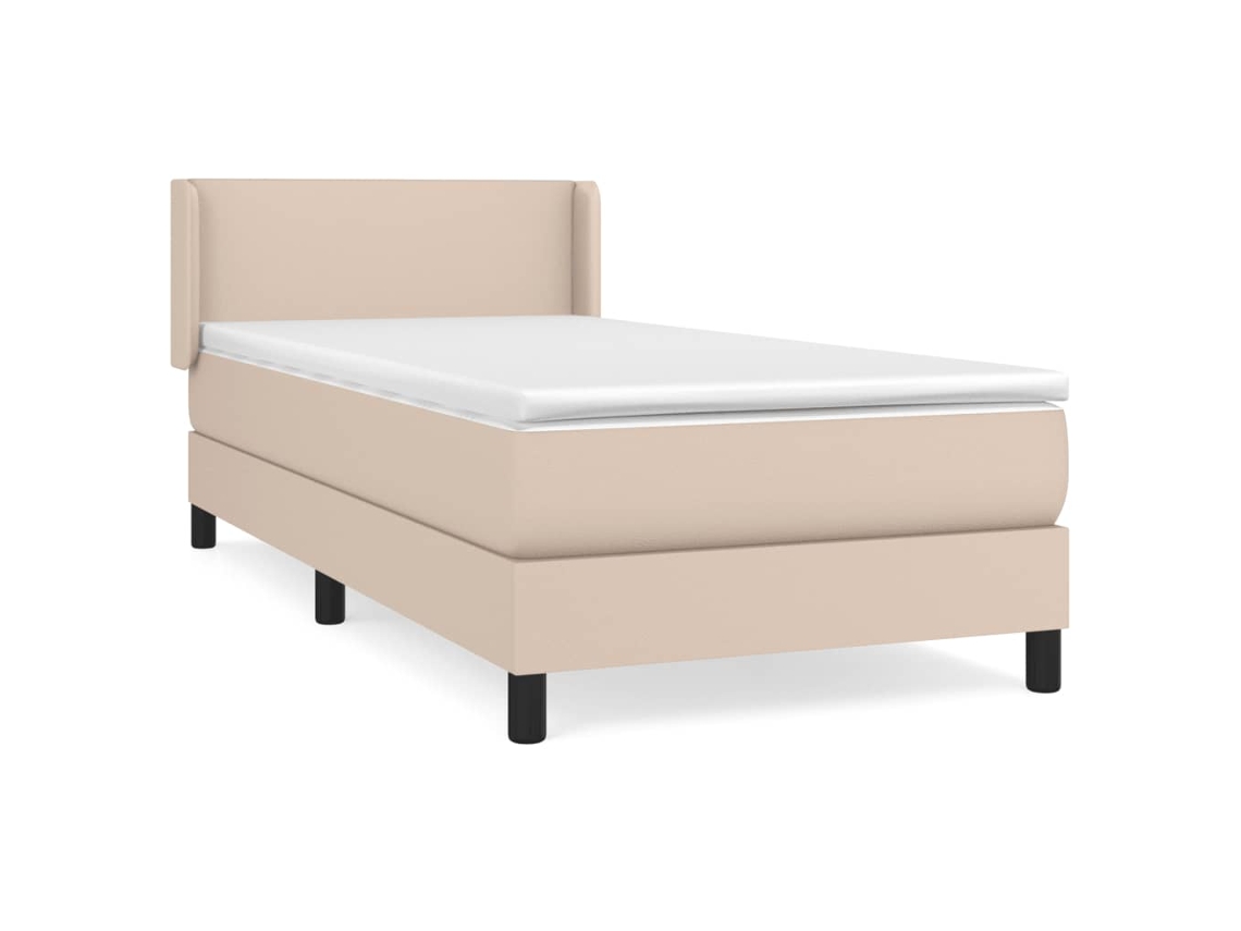 Cama com Molas Couro Artificial Cappuccino MAISON EXCLUSIVE 90x190 cm