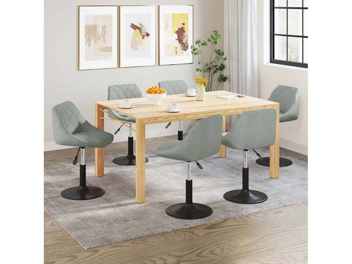 Vidaxl Cadeiras De Jantar Giratórias 6 Pcs Veludo Cinzento-claro