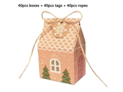 Conjunto De 5 Sacolas De Papel Kraft Em Formato De Casinha Com Cordas Para Presente De Natal Árvore De Natal Doces E Presentes Hengjian