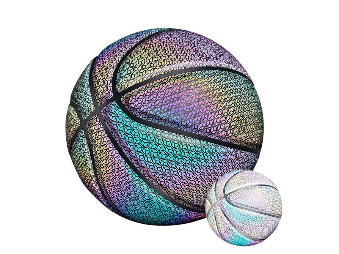Pelota de Basquete Holográfica Reflexiva Tamanho 7 para Jogos Noturnos Iluminada na Escuridão para Crianças e Adultos