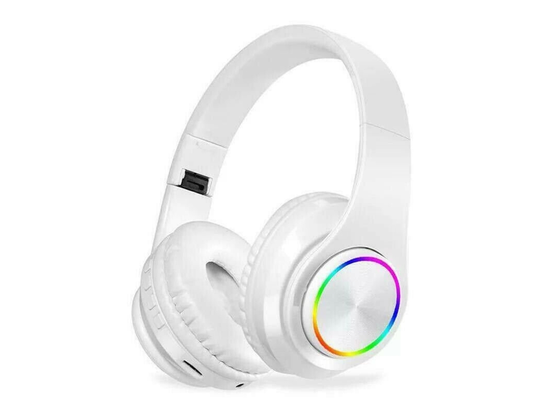 Auscultadores Bluetooth Sem Fio Luminous V5.0 Over-Ear Stereo Super Bass com Microfone Branco
