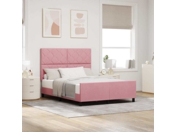 Vidaxl Cama Box Com Cabeceira Rosa 140 X 200 Cm Veludo
