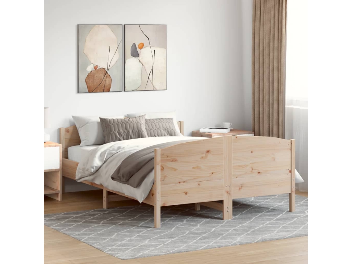 Vidaxl Cama Sem Colchão 120x190 Cm Madeira De Pinho Maciça
