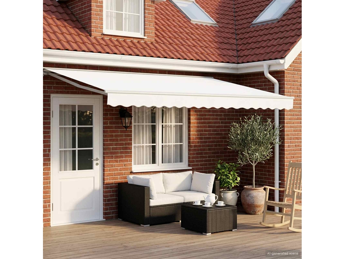 Vidaxl Toldo Retrátil Elétrico Branco 4,5 × 3 M