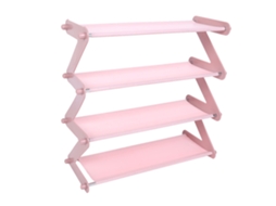 Rack de Sapatos de Aço Inoxidável 4 Níveis Rosa Claro Organizador Portátil para Casa | S/MARCA