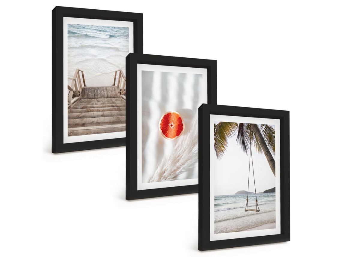 Composição De Quadros Férias Em Escada De Madeira Na Praia Espelharte (3 Peças 20x30 Cm)