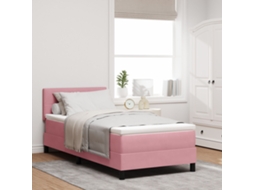 Cama Com Colchão Box Lovely Home Veludo Rosa (100x200)