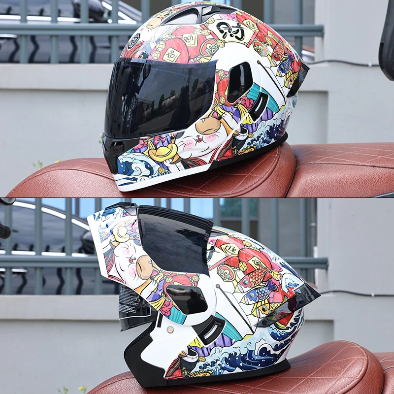 Capacete Modular Para Motocicleta (l)dot Em Abs Com Viseiras Duplas Articuladas