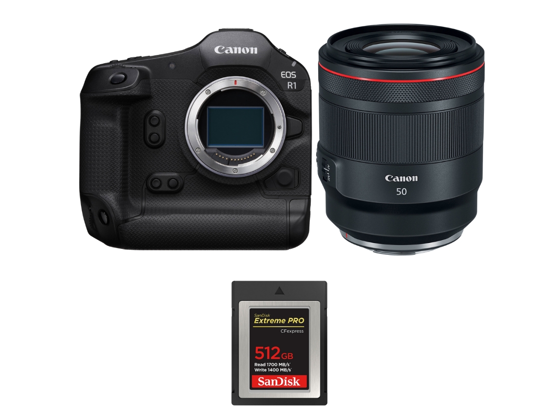 Eos R1 + Rf 50mm F/1.2 L Usm + 1 Sandisk 512gb Extreme Pro Cfexpress Type B + Ebook “20 Dicas para Fotos Que Impressionam” CANON