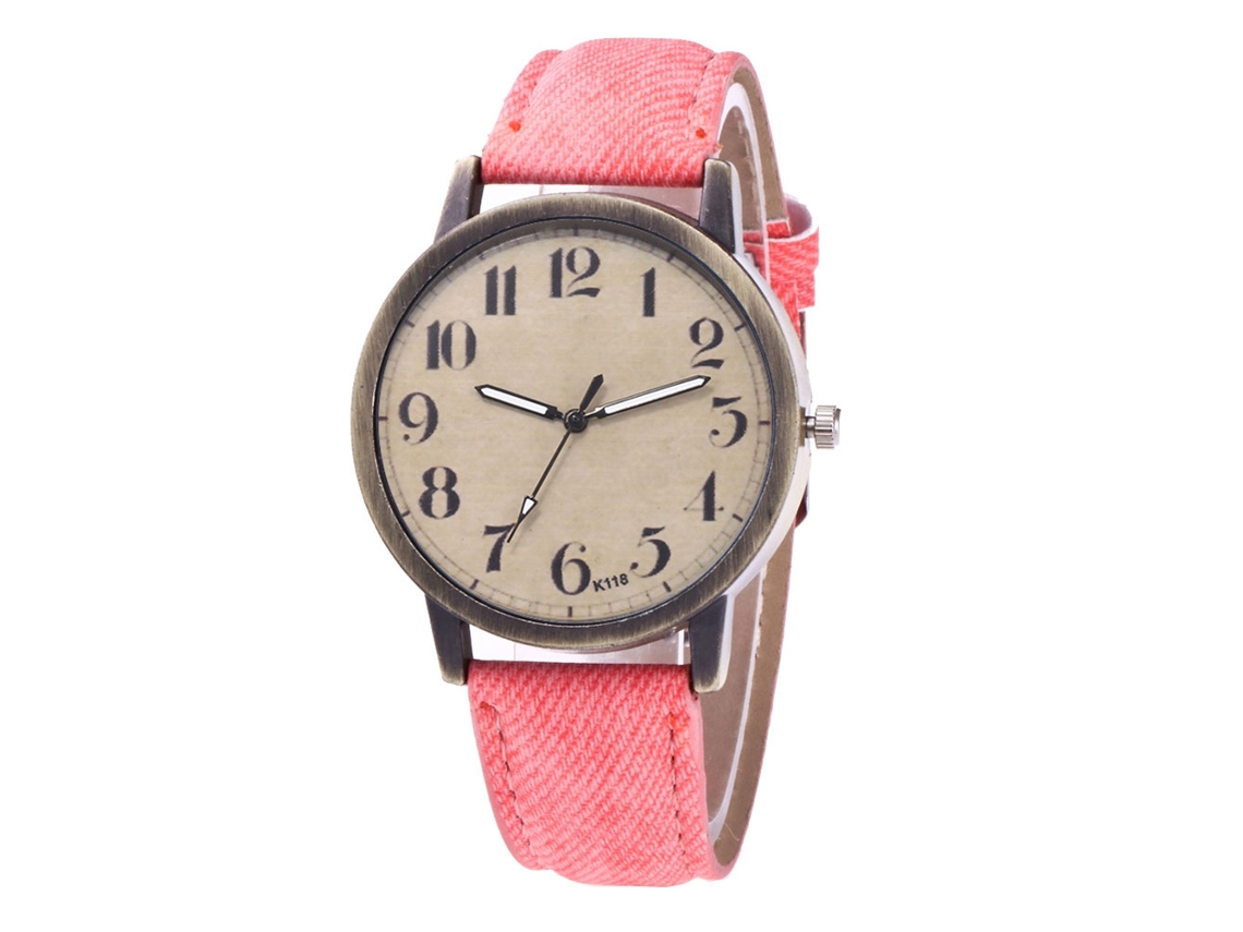 Reloj De Pulsera Zhoulianfa Casual De Cuarzo Con Correa De Denim Rosa Para Hombre Y Mujer