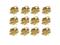 Pack de 12 anéis de guardanapo ouro com folhas de bordo retro LAXISCREED