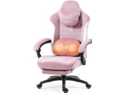 Cadeira Gaming Dowinx Com Massagem E Aquecimento Lombar, Apoio Para Pés Incluído, Reclinação 155°, Suporta Até 158 Kg , Rosa