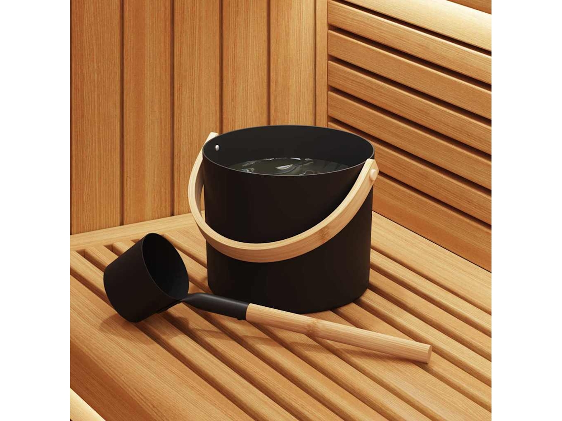 Vidaxl Conjunto De Acessórios De Sauna 2 Unid. Preto
