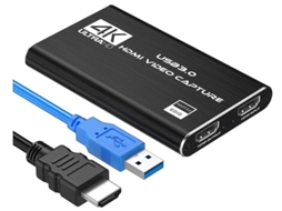 Placa de Captura Usb 3.0 Hdmi Placa de Captura de Vídeo e Áudio 4K Full Hd 1080P para Gravação de Jogos Transmissão Ao Vivo Preto YIZHOOD