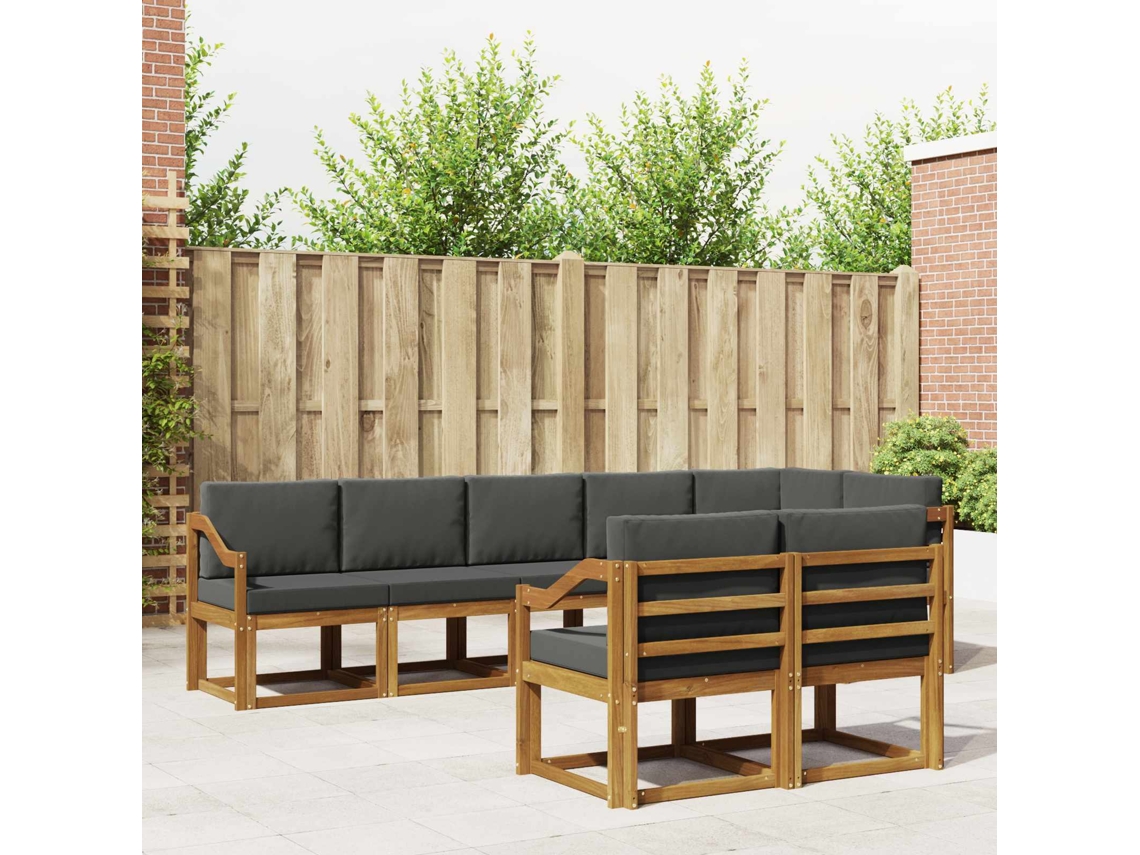 Vidaxl Conjunto De Sofás Para Exterior 8 Unid. Natural E Antracite