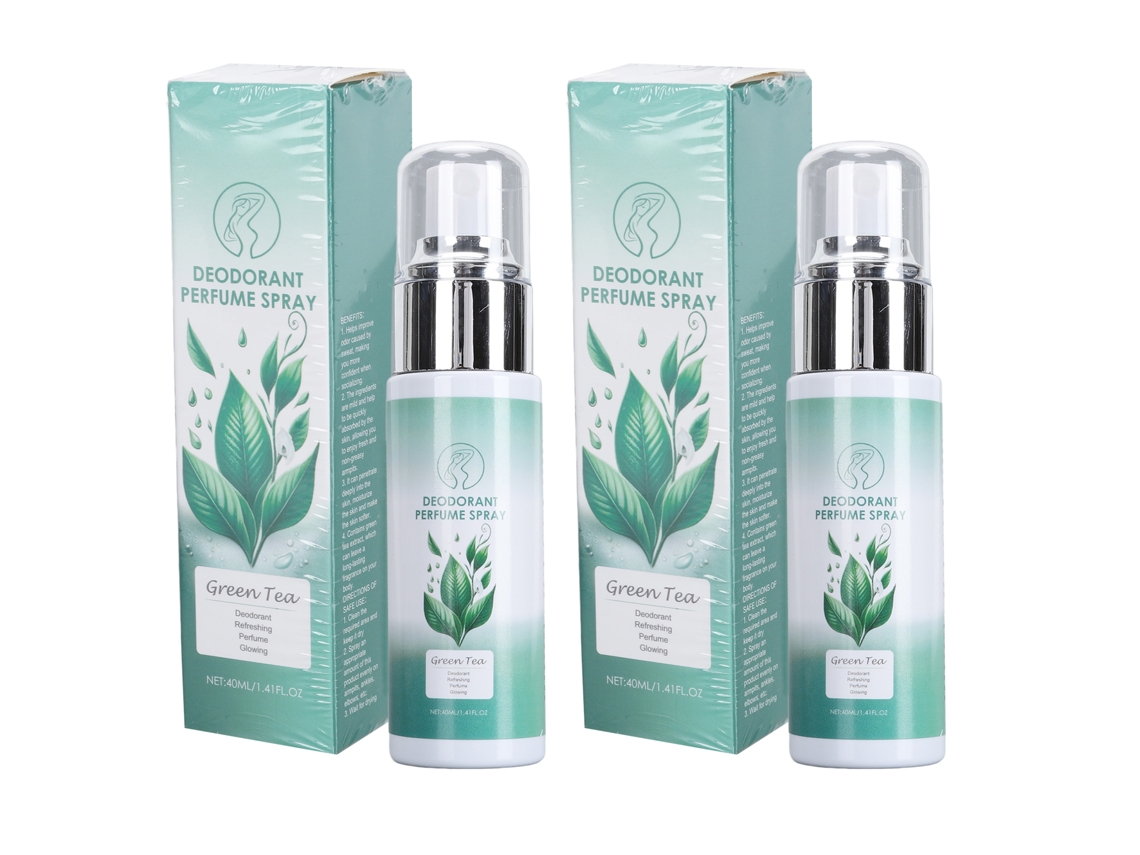 2 Pcs 40ml Spray Desodorante Antitranspirante De Chá Verde Para Axilas