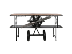 Mesa de Console em Metal e Madeira, com Design de Avião, Preta, 191x58x91cm ALEXANDRA HOUSE LIVING